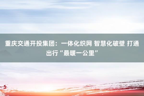 重庆交通开投集团：一体化织网 智慧化破壁 打通出行“最暖一公里”